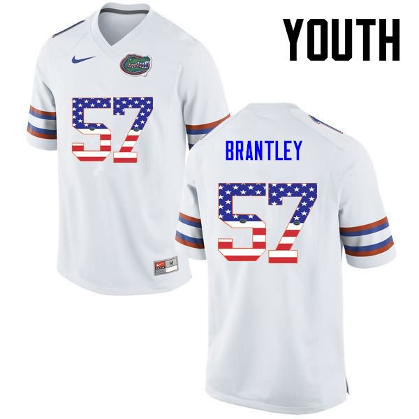 Youth NCAA Florida Gators Caleb Brantley #57 Stitched Authentic USA Flag Fashion Nike White College Football Jersey BCJ6265GO